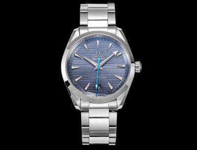 Omega 41*13.5MM 904L Steel Super-LumiNova Coating Stainless Steel Strap Light Blue Dial Men Mechanical Watch